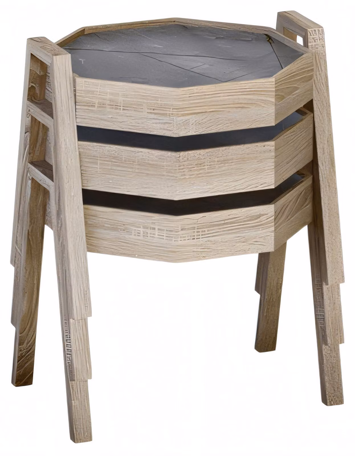 Elegantes graues Couchtisch-Set aus Holz im modernen Stil