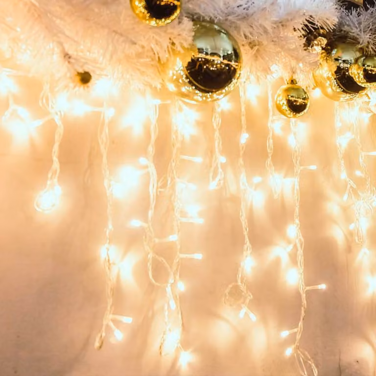 ACA Illuminazione natalizia a LED a forma di stalattiti, 144 LED bianco caldo, alimentatore incluso, con effetti, IP44, 300x60 cm, cavo trasparente X08144124