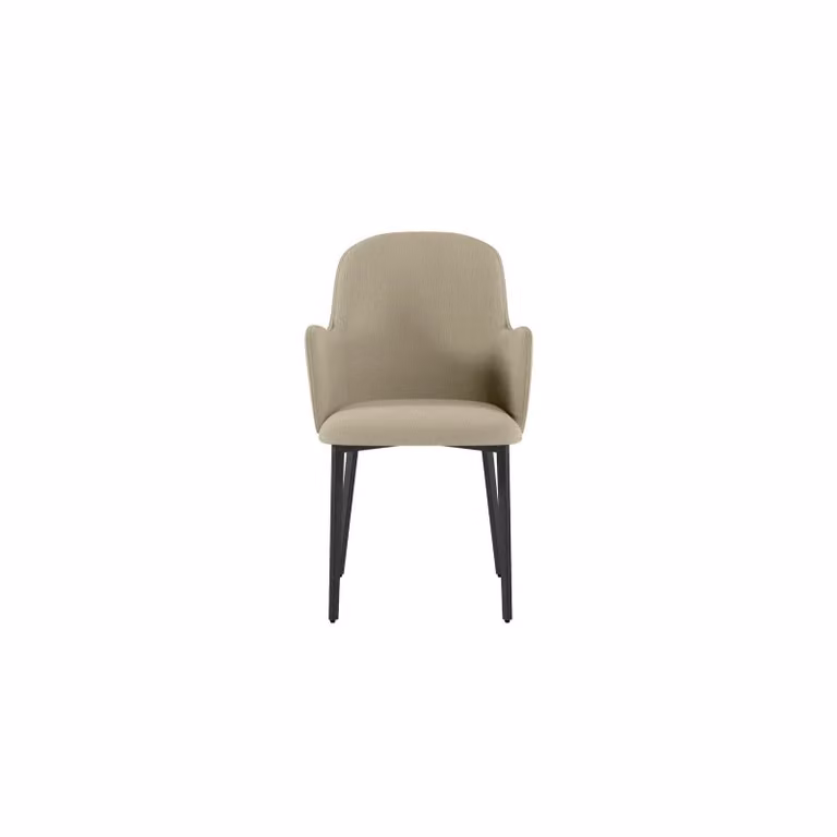 Set di 4 sedie Sophia Stones rivestite in tessuto easy-clean beige con gambe in metallo nero L: 53.5 cm, P: 62.5 cm, H: 80 cm