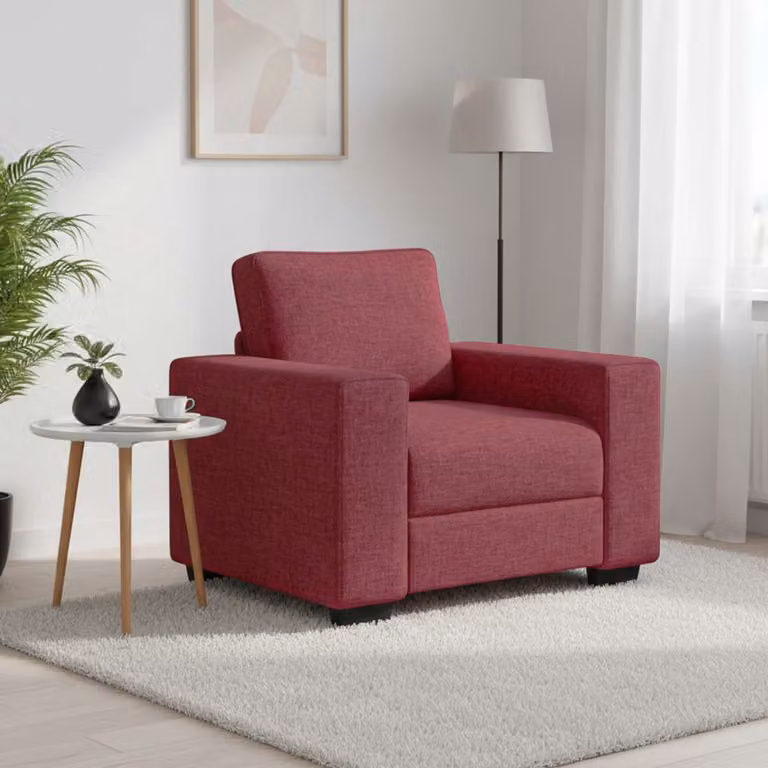 Poltrona moderna vidaXL in tessuto rosso con braccioli, L: 100 cm, P: 77 cm, H: 82 cm