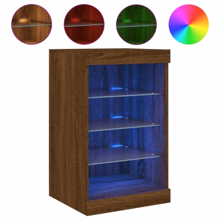 Credenza con Luci LED Rovere Marrone 41x37x67 cm