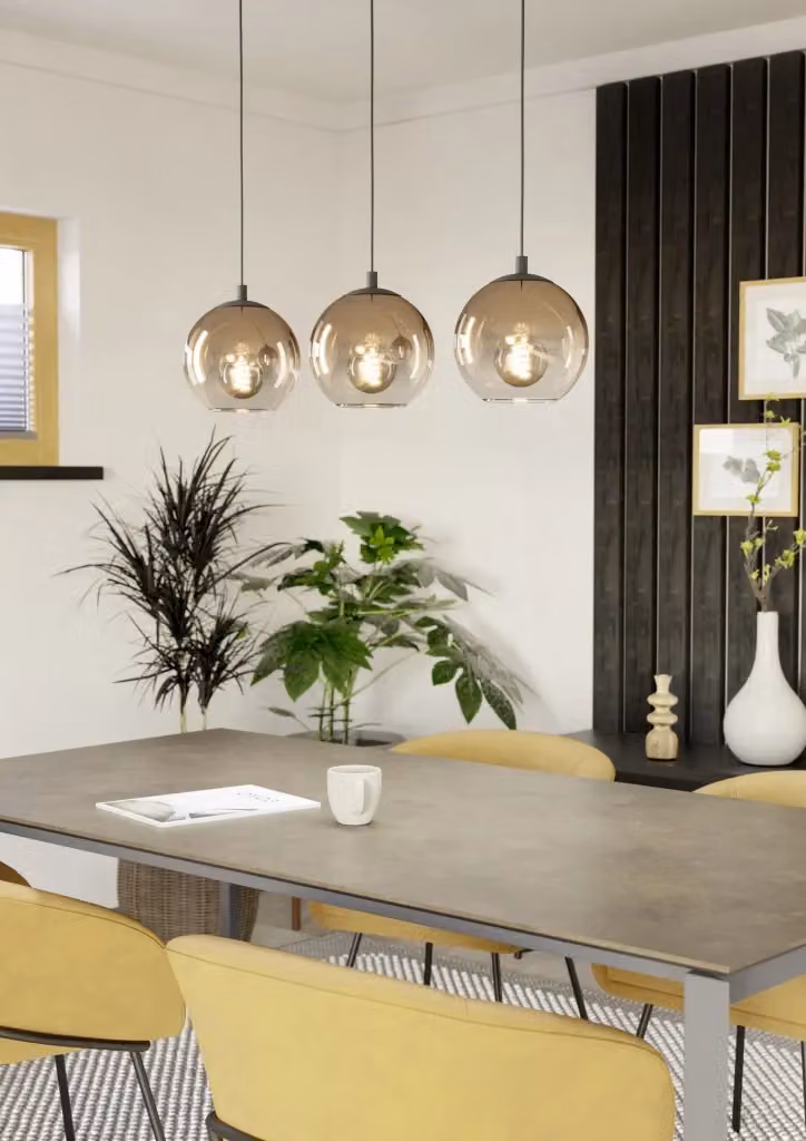 Lampadario Sospeso Contemporaneo Ariscani con 3 Luci in Metallo Nero e Rame e Vetro Trasparente E27 IP20 – 2