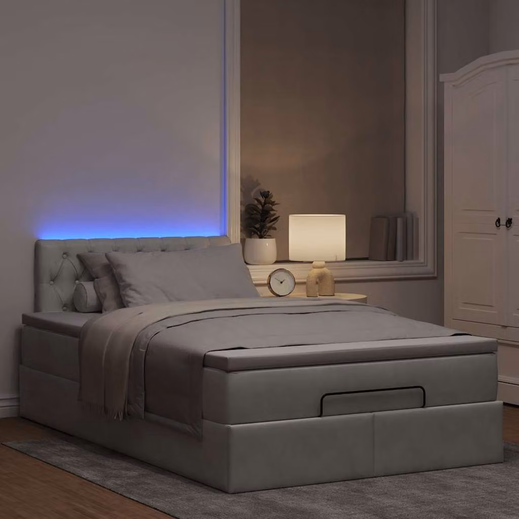 Maison Exclusive - Pouf Letto con Materasso e LED Grigio Chiaro 120x190cm Velluto
