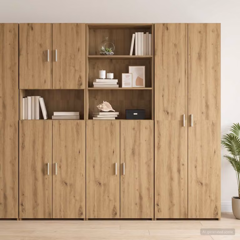 Credenza moderna vidaXL in rovere marrone con ante a battente e ripiani interni, L: 70 cm, P: 42,5 cm, H: 185 cm