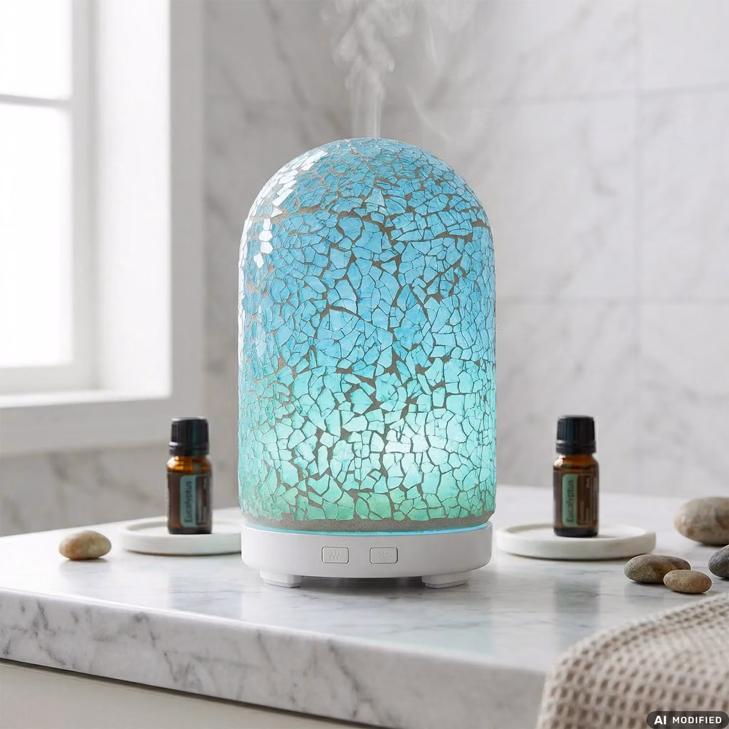 Dictrolux Diffusore di Essenze a Ultrasuoni con Effetto Mosaico in Vetro Multicolore 100 ml 12 Watt – 2