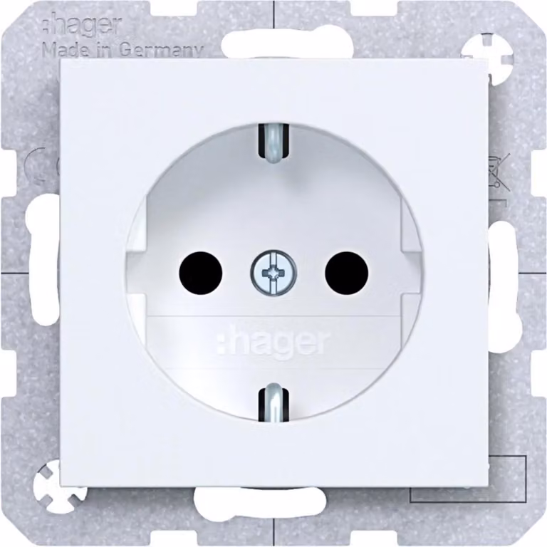 Prese Hager SCHUKO, con protezione bambini, morsetti a molla A.x/C.x, colore bianco