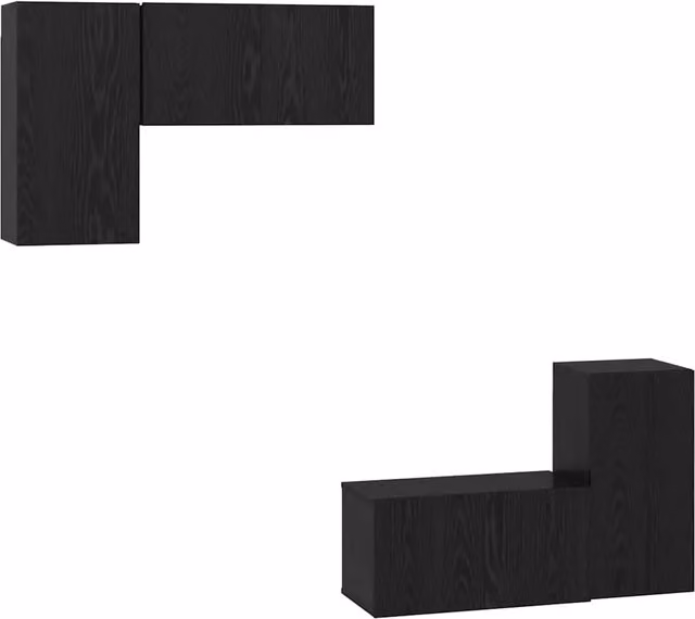 Set mobile TV Montaggio a Parete | Armadietto TV | Mobile Porta TV Rovere Nero Legno multistrato