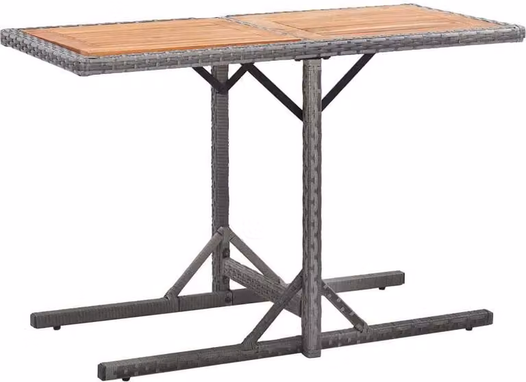 Tavolo da giardino The Living Store in polirattan antracite e legno massiccio di acacia