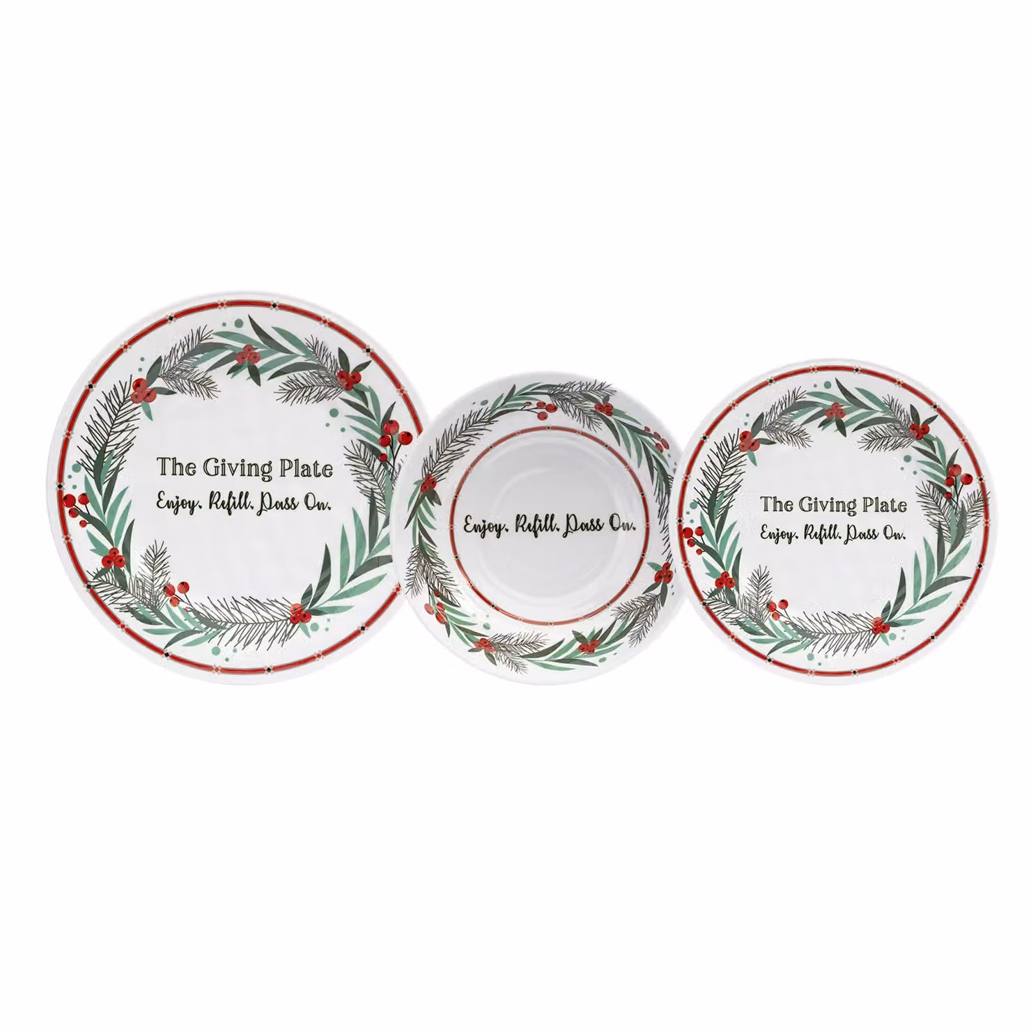 Servizio di piatti natalizio The Giving Plate Vestiamo Casa in melamina bianca, 12 pezzi – 1