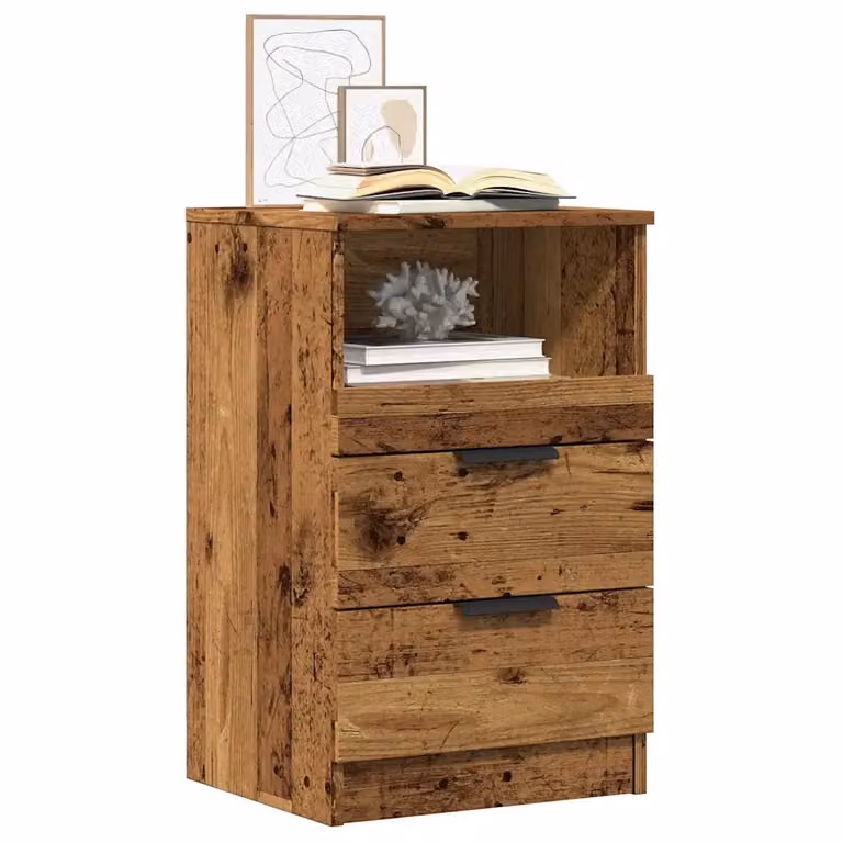 Set di 2 comodini da parete vidaXL in legno color marrone antico per camera da letto