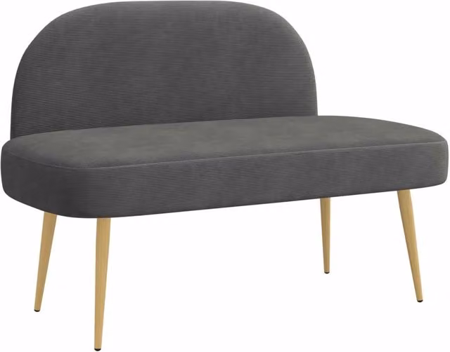 Panchina imbottita con schienale in velluto a coste Grigio scuro DESIGN IN L/P/H: 110 x 60 x 76 cm – 1