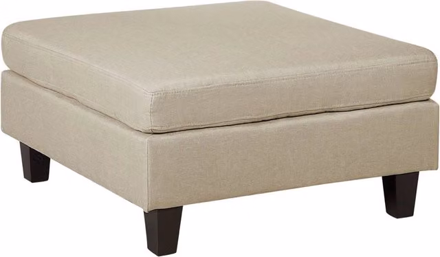 Pouf Poggiapiedi Beliani in Tessuto Beige con Struttura in Legno di Rovere Oliato, Rettangolare e Minimalista, L: 76 cm, P: 39 cm, H: 39 cm