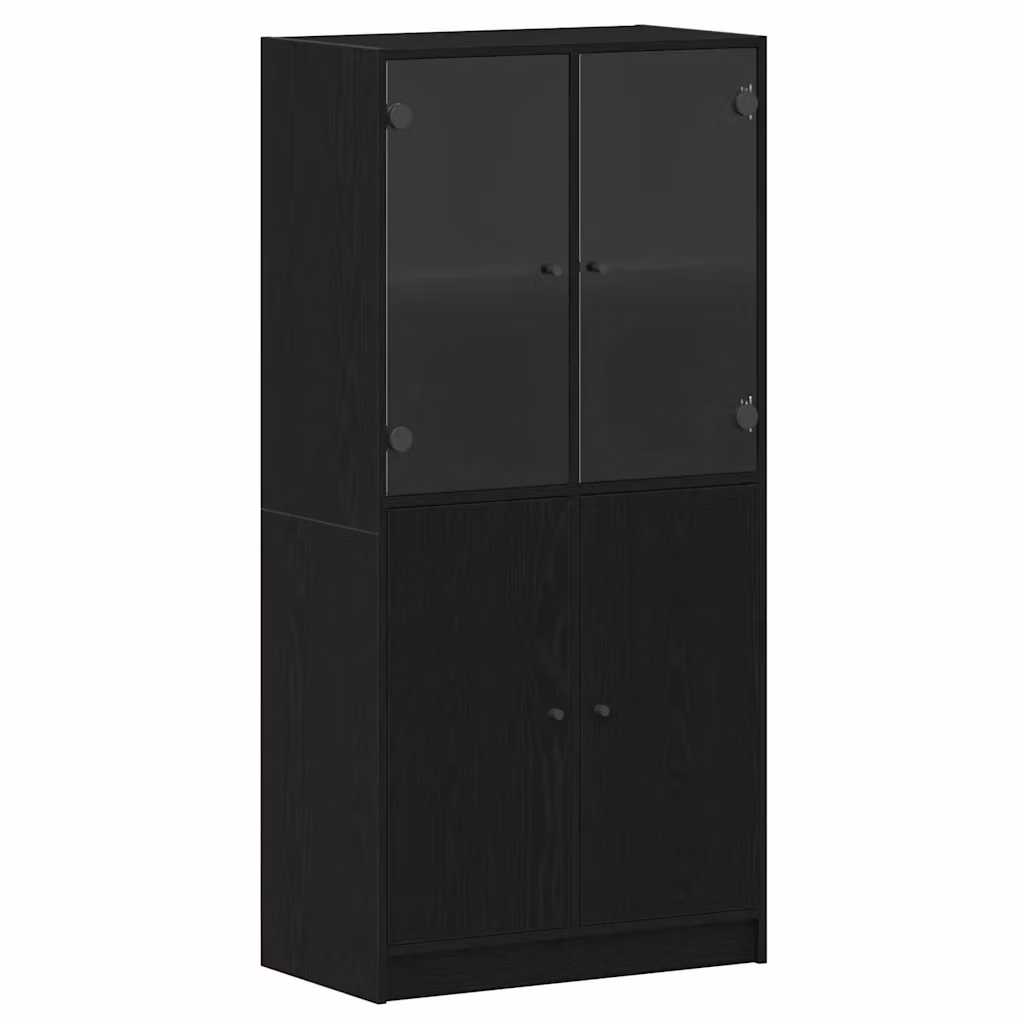 Credenza moderna vidaXL in legno MDF nero per soggiorno e sala da pranzo L: 68 cm, P: 37 cm, H: 142 cm – 2