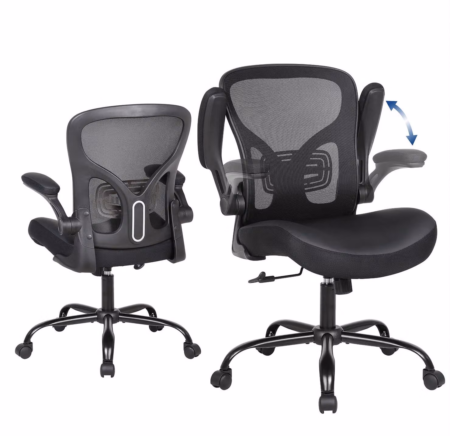 Sedia da ufficio ergonomica, sedia girevole in mesh con supporto lombare, colore nero