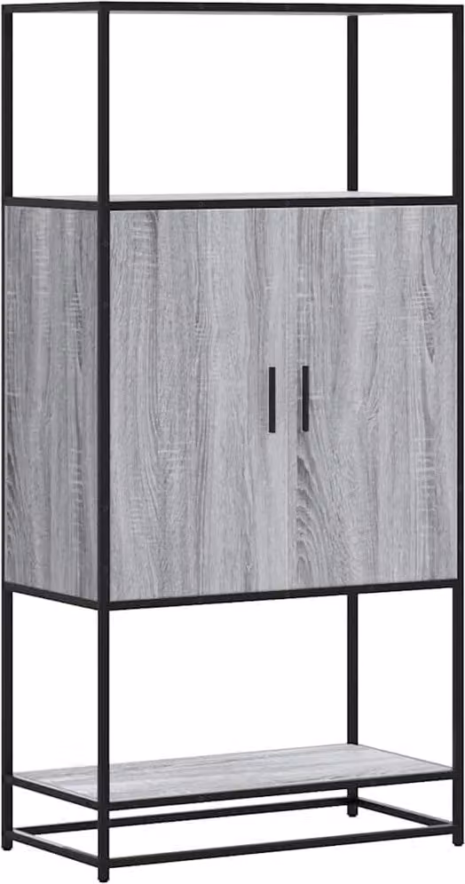 Credenza Grigio Sonoma 68x35x139 cm Legno Multistrato Metallo