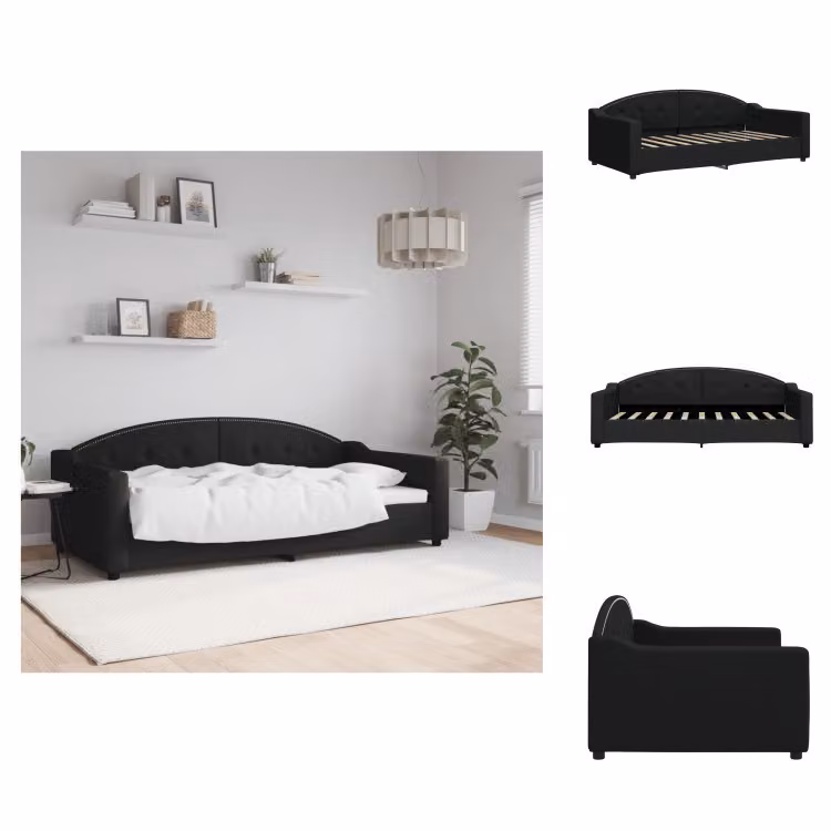 vidaXL Letto da giorno nero 90x190 cm in tessuto - Letti e reti