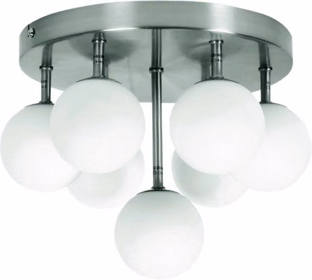 Lampadario moderno Candellux Etiuda 97-89314 in metallo e vetro argento e bianco con 7 lampadine G9