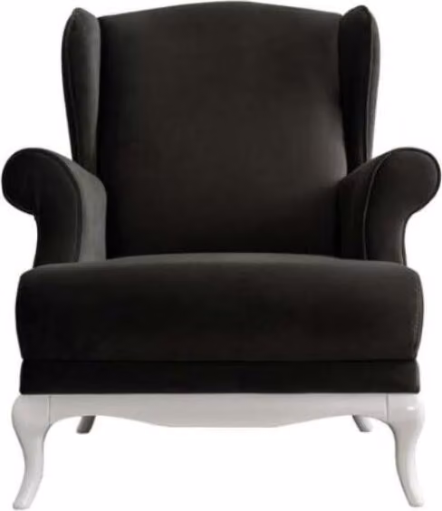 Sessel Einsitzer Stoff Wohnzimmer Klassischе Schwarz Polster Sitzer