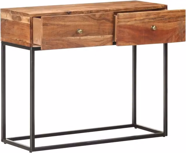 Tavolo Consolle Industrial vidaxl in Legno di Acacia e Metallo, L 90 x P 35 x H 75 cm, Marrone e Nero
