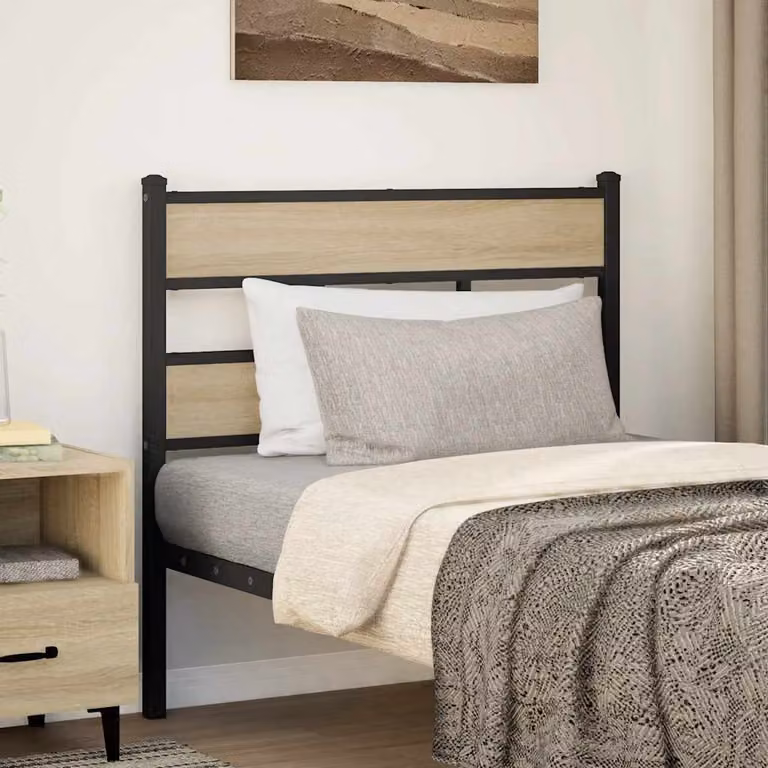 Testiera di ricambio vidaXL in legno Rovere Sonoma e metallo nero, L: 80 cm x P: 190 cm