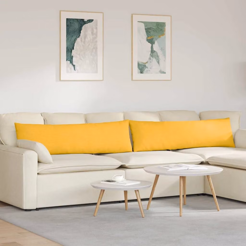Set di 2 cuscini da divano vidaXL in velluto a coste giallo, L 145 cm x P 40 cm x H 40 cm