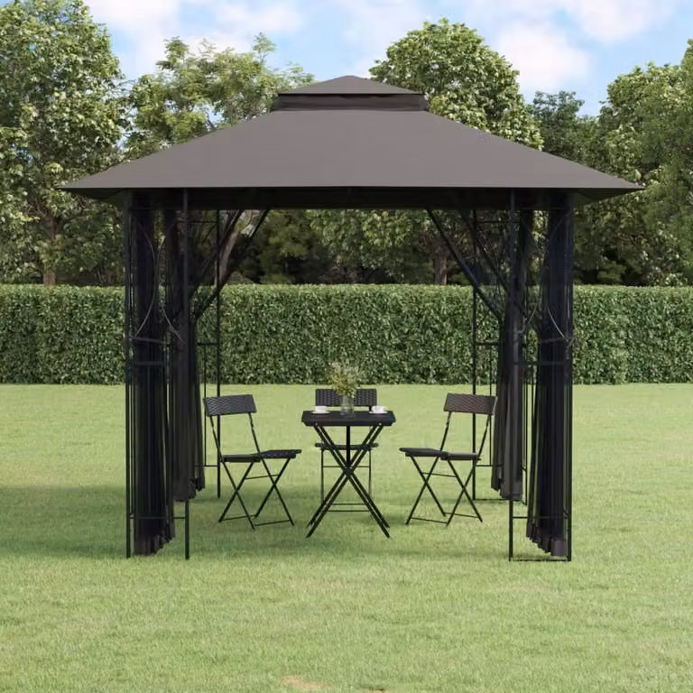 Il Padiglione Living Store con pareti laterali antracite 300x300x270 cm in acciaio