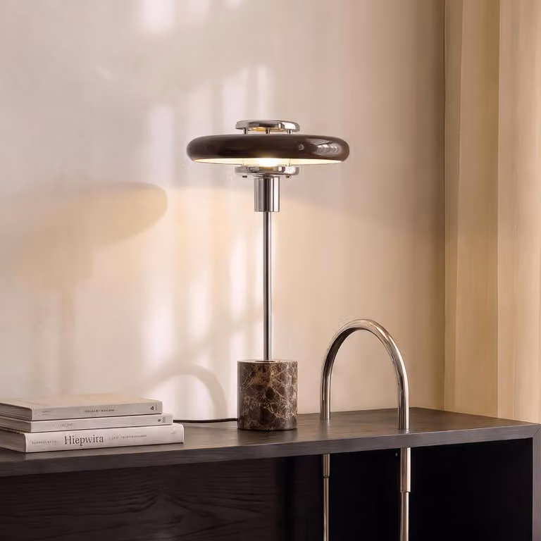 Lampada da tavolo Branford Lindby, Marrone / Ruggine, Soggiorno / Sala da pranzo, Vetro, Vintage, Lampada da tavolo
