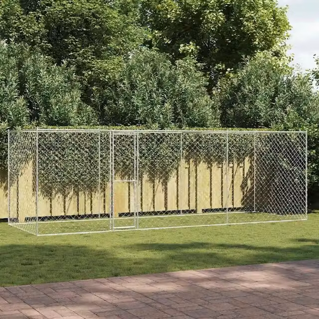 Gabbia per cani vidaXL in acciaio zincato color argento L: 600 cm, P: 200 cm, H: 200 cm