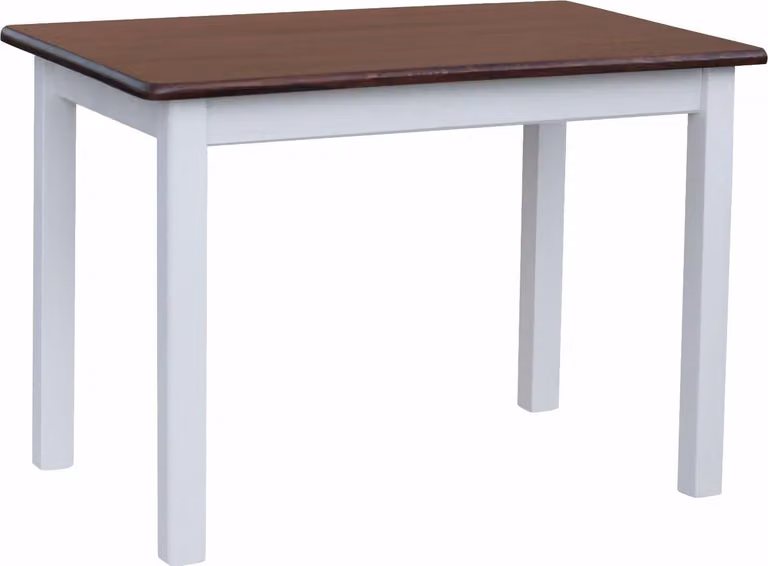 Tavolo bianco in legno di pino massiccio con piano in colore noce 90 x 60 cm
