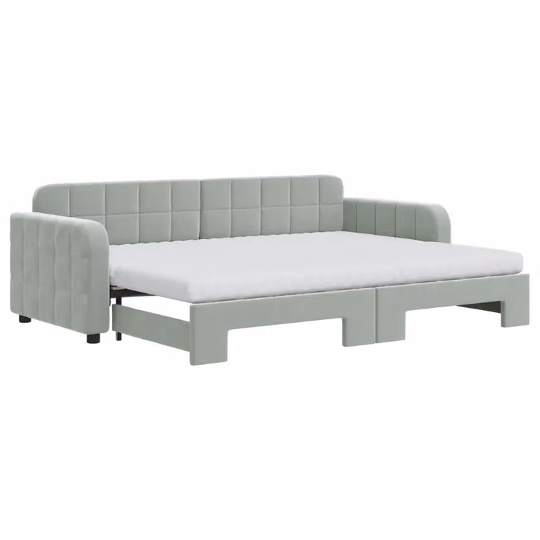Divano Letto Estraibile vidaXL in Velluto Grigio con Cassetto per Materasso 80x200 cm
