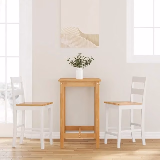 Set di 2 sgabelli da bar bianchi moderni in legno di Hevea laccato vidaXL