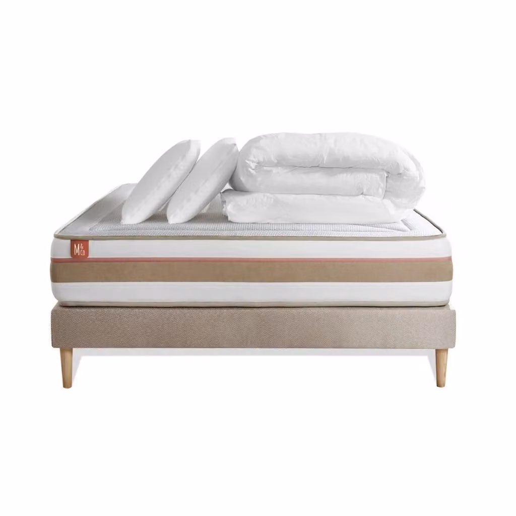Pacchetto letto completo Le Tendre con materasso 180x200 cm, box spring con doghe, 2 cuscini e piumino in lyocell Marmottes Co – 2
