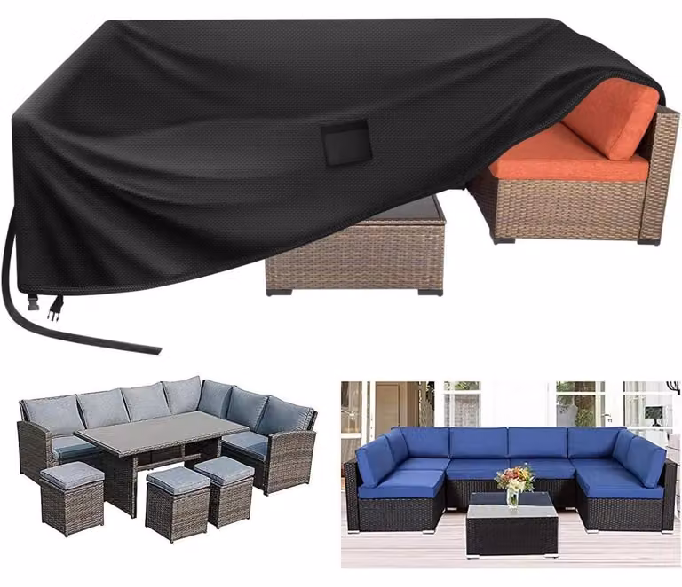 Copertura per mobili da giardino, dimensioni 250x150x90 cm, impermeabile, tessuto Oxford 420D, colore nero