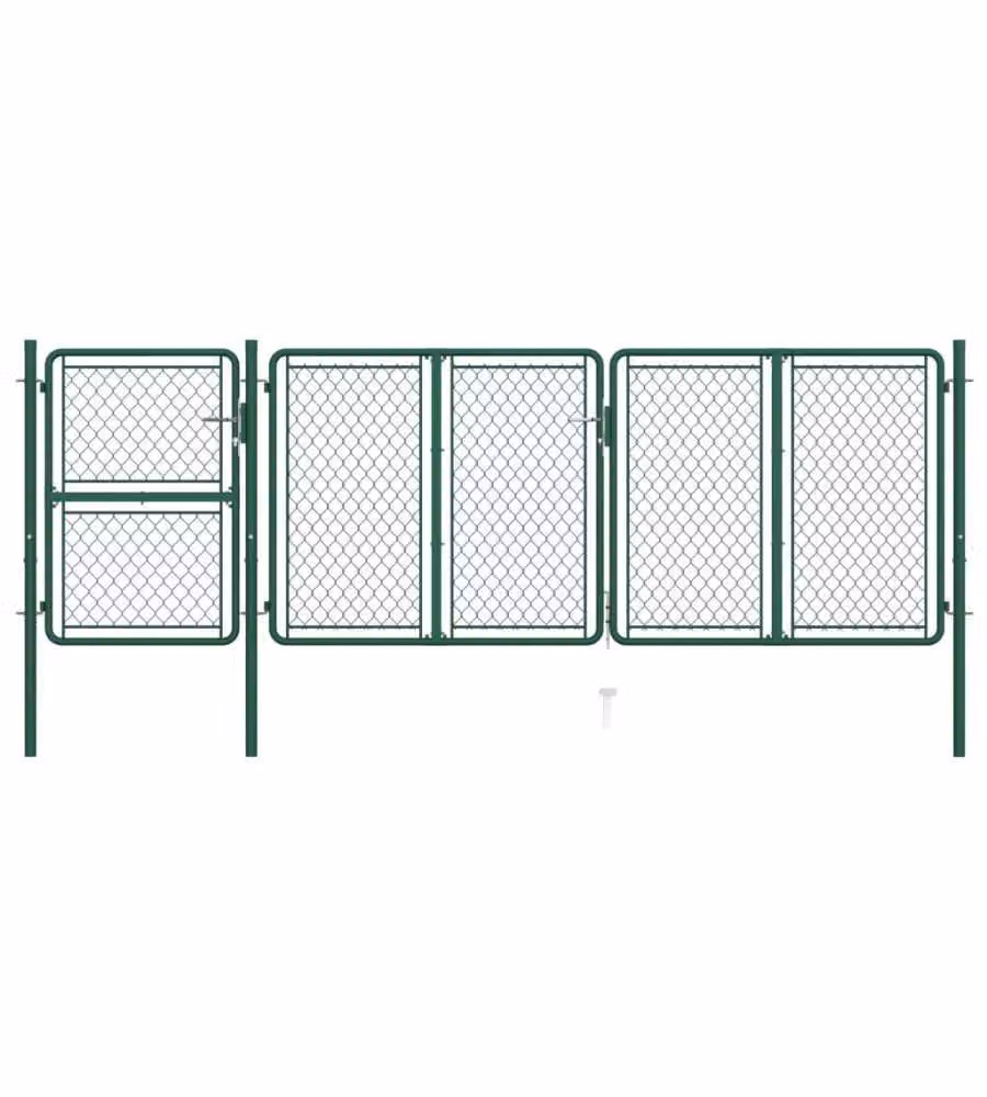 Cancello per Giardino in Acciaio 125x395 cm Verde