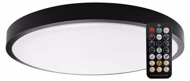 Plafond LED 36W rotondo nero 42cm con rilevatore di movimento colore luce neutra telecomando IP44 V-TAC