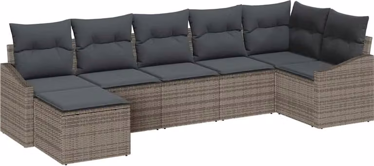Set di divani con cuscino 7 pcs Grigio polyrattan