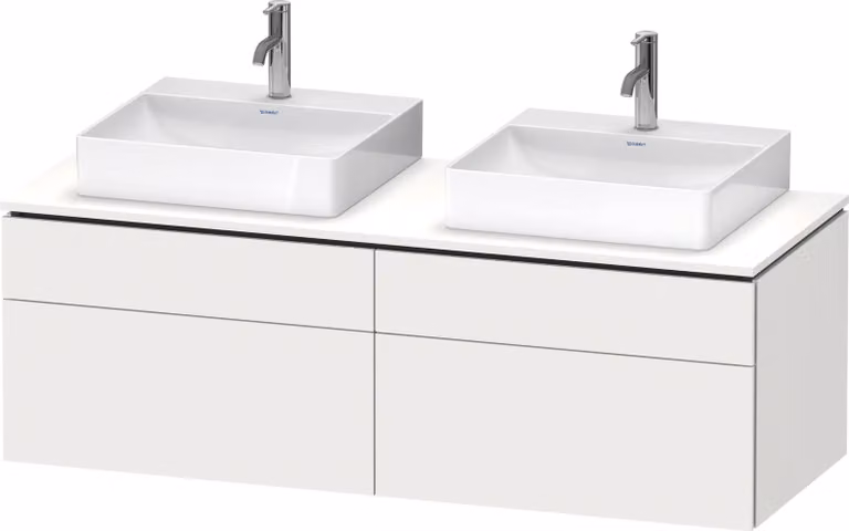 Duravit L-Cube Meuble sous-lavabo en console suspendu, avec plan de toilette en console, 4 tiroirs, pour deux vasques, 1420x482x550mm, LC4872B18180000, LC4872B18180000