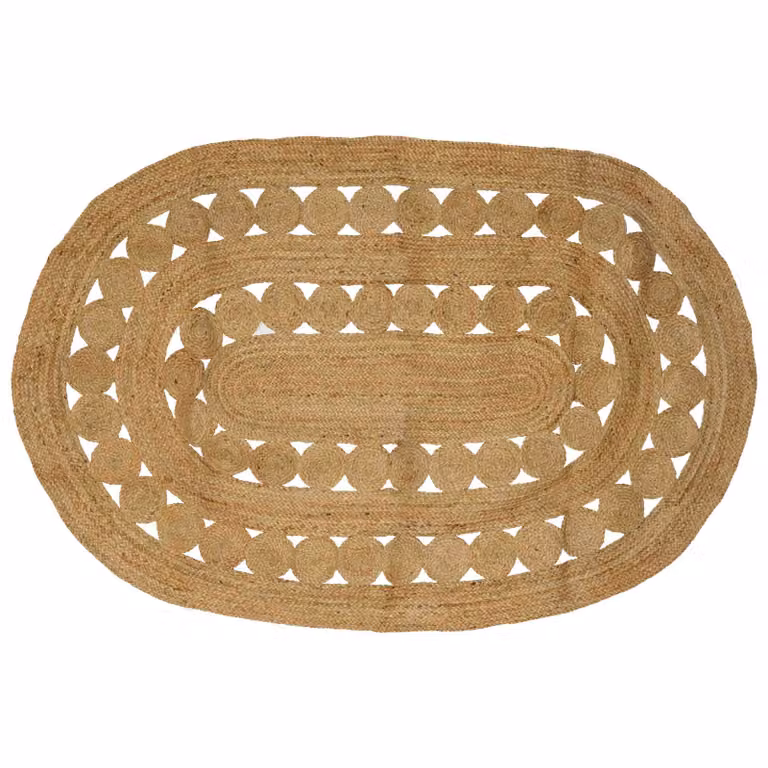 Tappeto da area rettangolare in juta vidaXL, stile moderno e astratto, beige e marrone, L: 205 cm, P: 305 cm