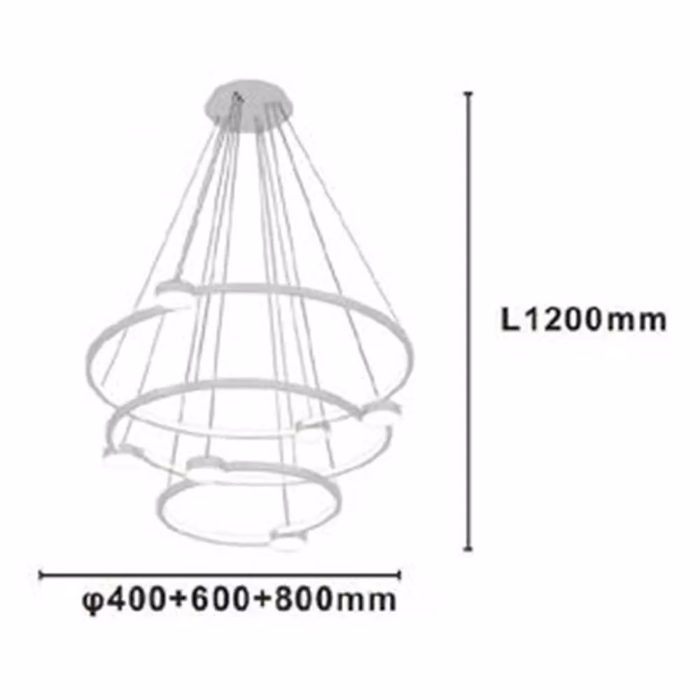 Trade Shop Lampadario a Sospensione LED Moderno con 3 Cerchi, Bianco, 96W, con Telecomando e Altezza Regolabile – 2