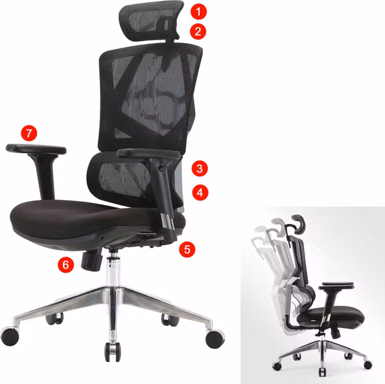 Sedia da ufficio HWC-J89, sedia da scrivania ergonomica, supporto lombare schienale alto braccioli 3D ~ imbottito nero