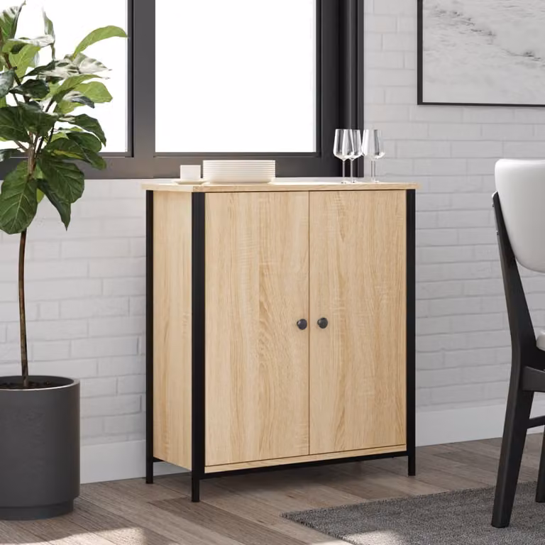 Credenza vidaXL in Rovere Sonoma e Legno Multistrato, L: 70 cm, P: 30 cm, H: 80 cm