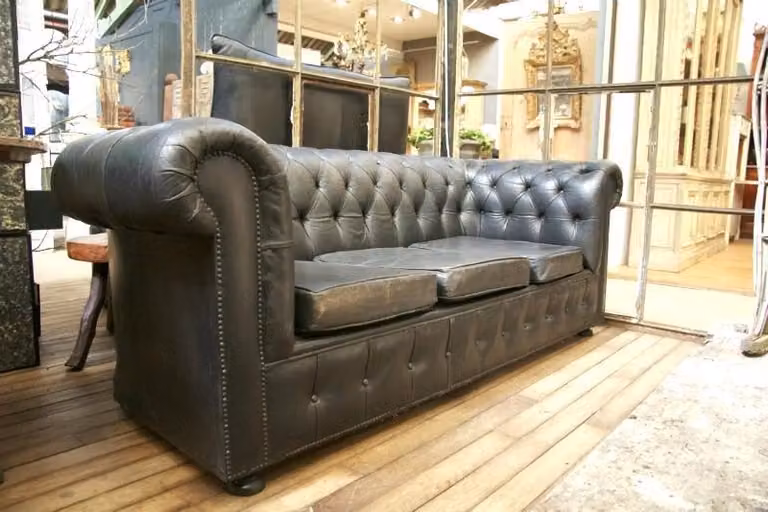 Chesterfield Design Luxus Polster Sofa Couch Sitz Garnitur Leder Vintage 116