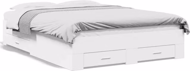 Letto matrimoniale | Letto per adulti | Giroletto con Cassetti Bianco 120x190 cm in Legno Multistrato