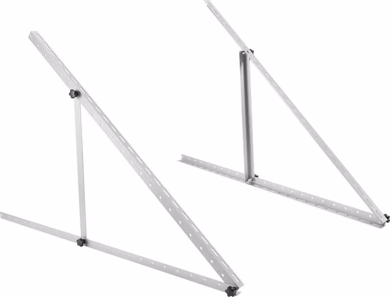 Supporto per pannelli solari - Inclinabile 0-90° - Alluminio 6005-T5 - Per pannelli di larghezza circa 1,13 m - 114×54,5 cm - Per camper/barca/tetto - Argento