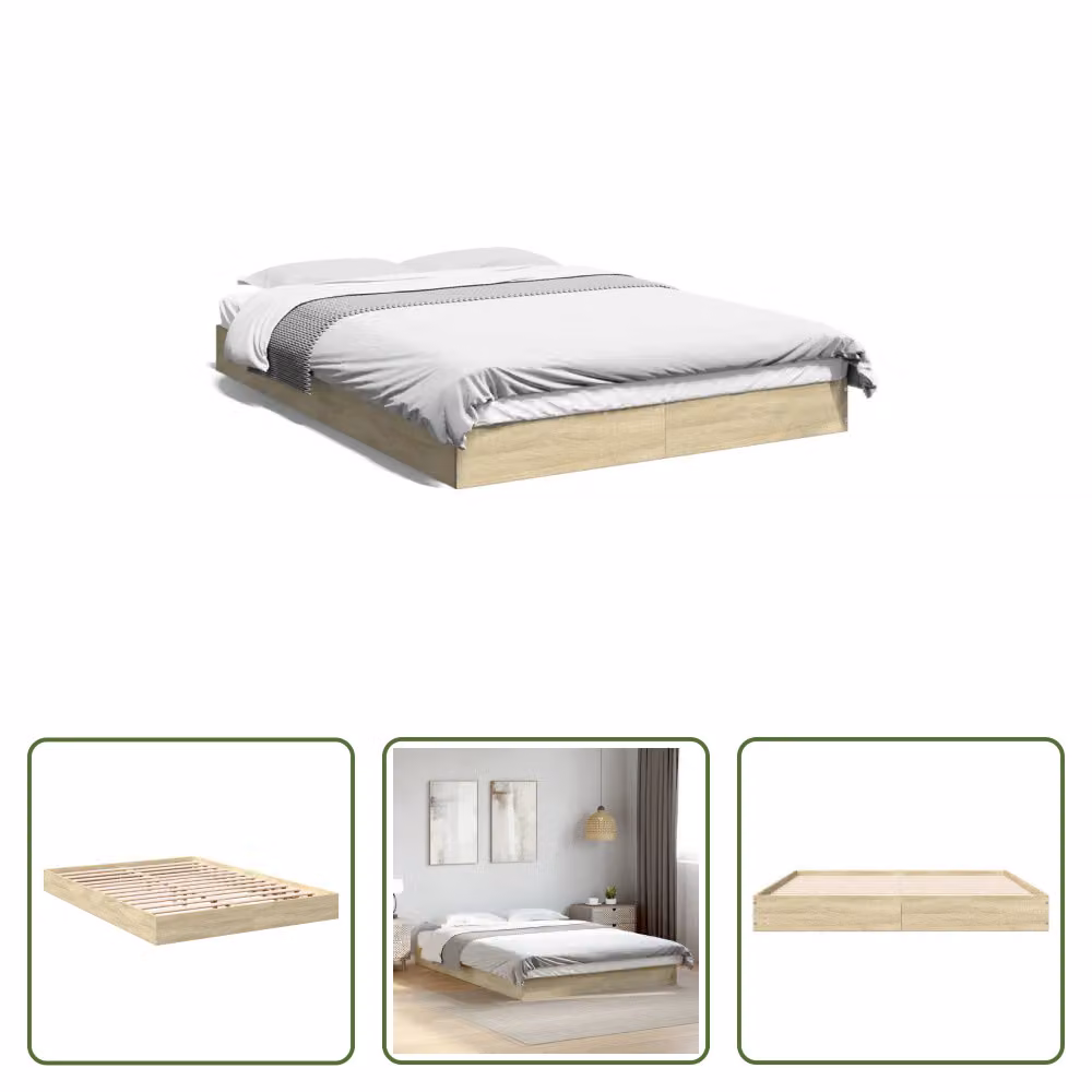 The Living Store Struttura per letto in rovere Sonoma 140x200 cm Materiale in legno