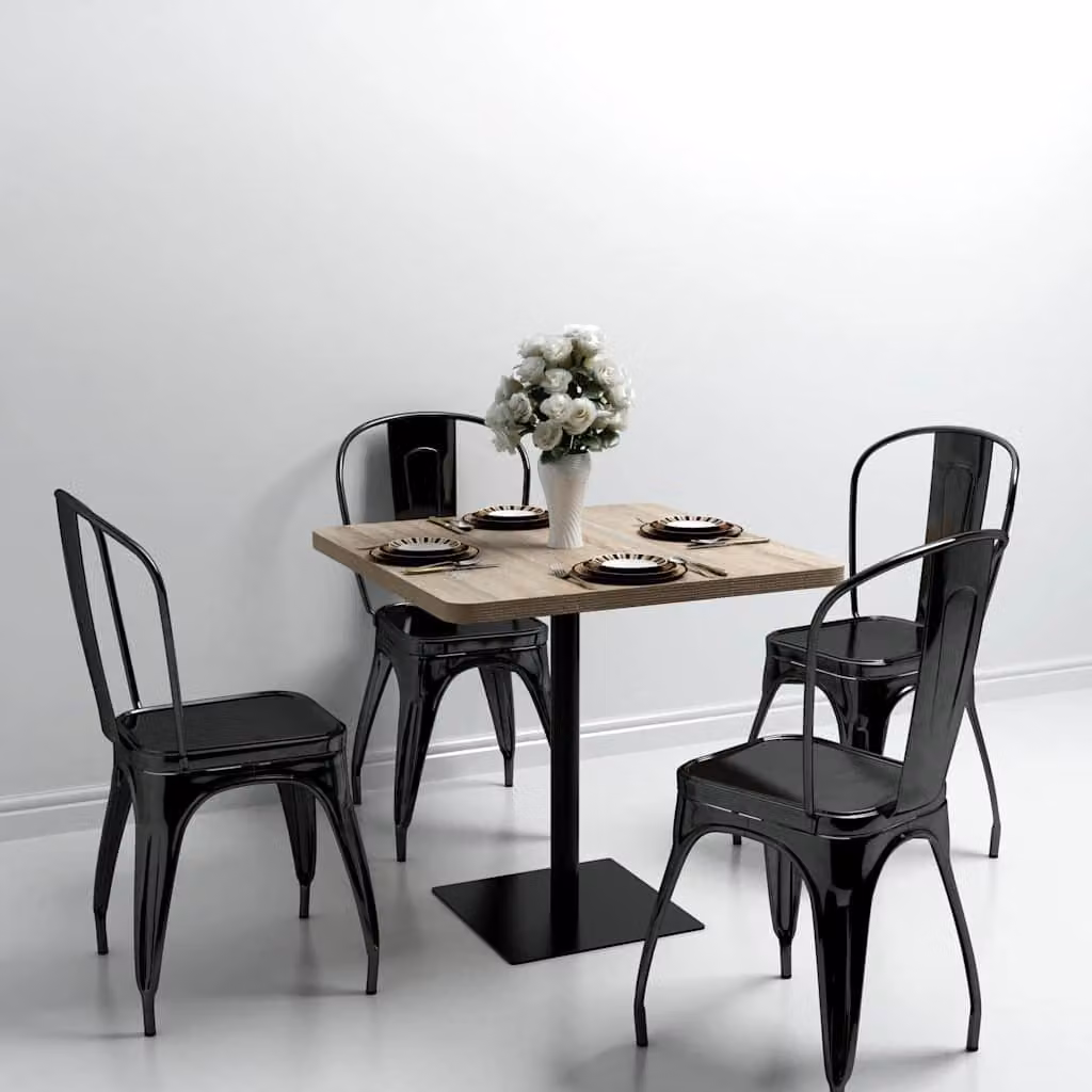 vidaXL Tavolo Bistrot Quadrato in MDF e Acciaio, Colore Rovere, L/P/H: 80 x 80 x 75 cm