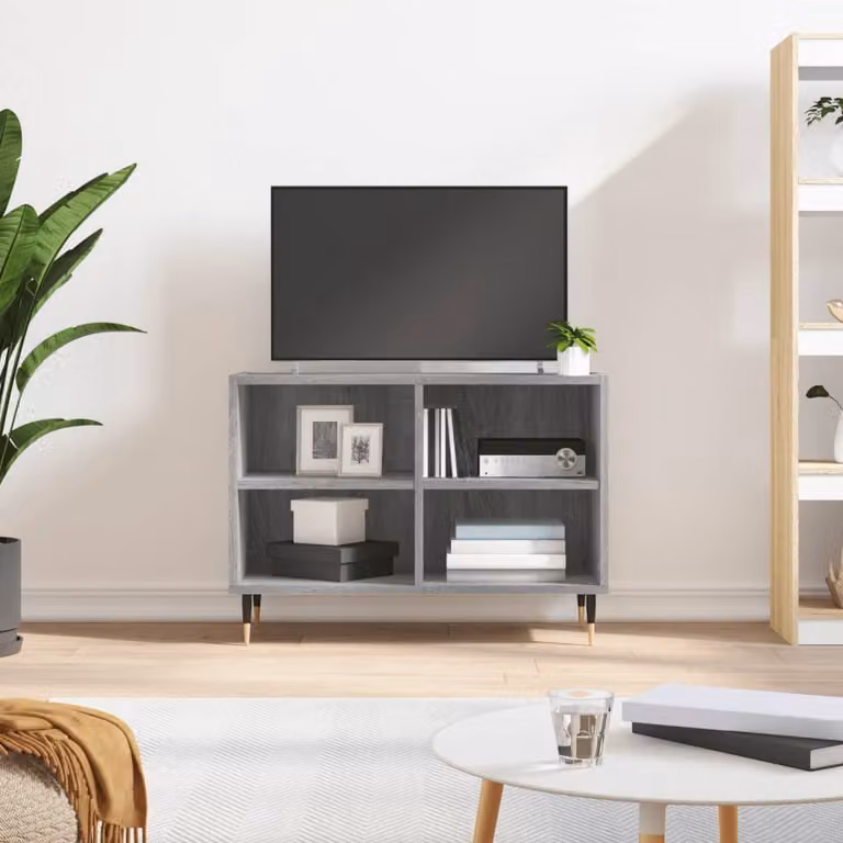 Mobile Porta TV vidaXL in Legno e Metallo, Grigio Sonoma, L 69,5 cm x P 30 cm x H 50 cm