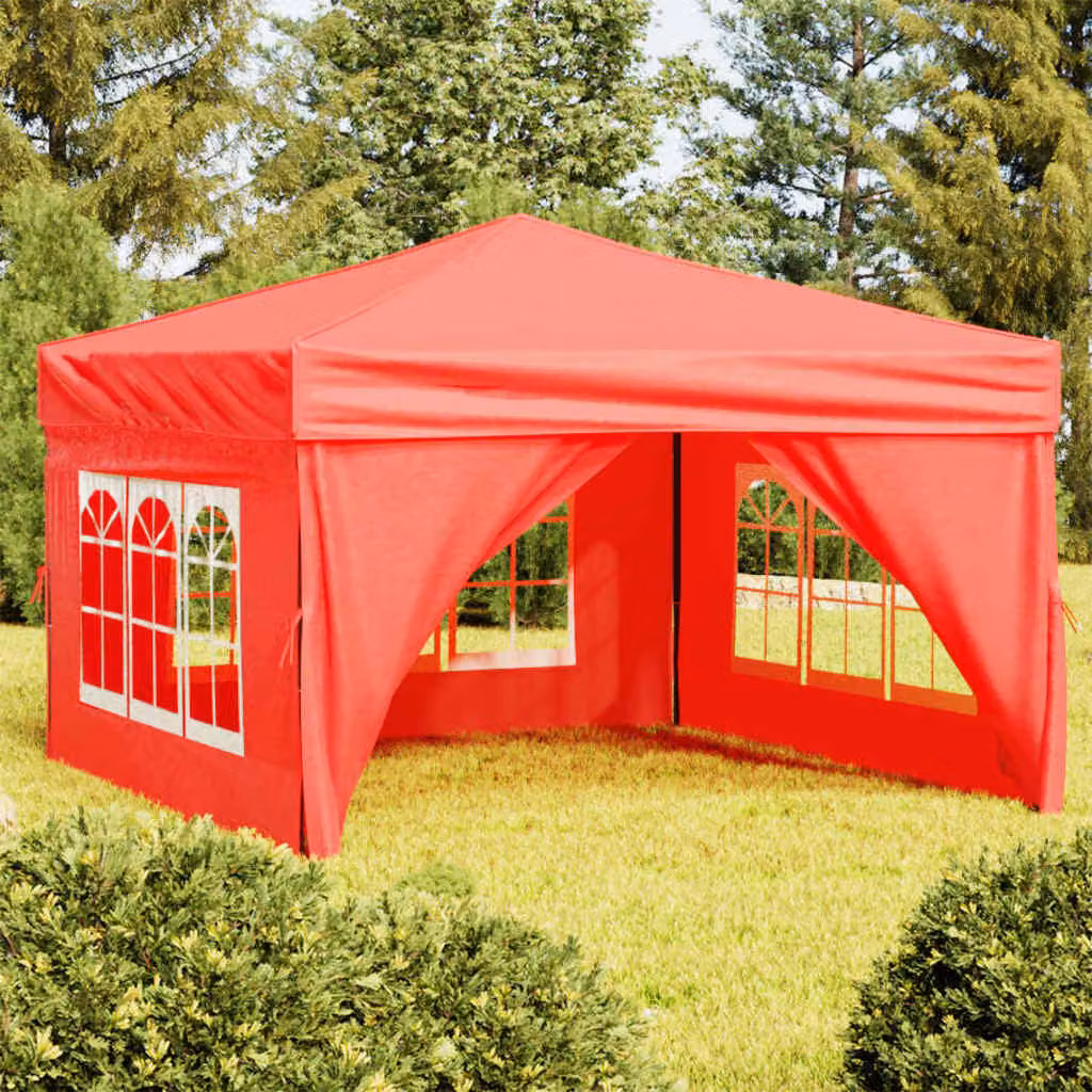 vidaXL Tenda per Feste Pieghevole con Pareti Laterali Rosso 3x3 m – 1