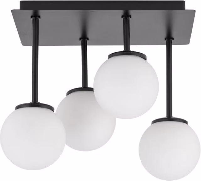 Plafoniera Tulia Sigma Lighting con 4 sfere in vetro bianco e nero