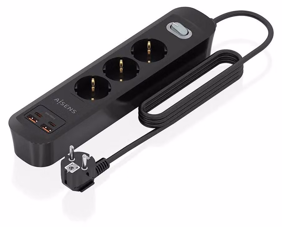 AISENS ASPS-2A2C11-BK, 1,4 m, per interni, tipo F, tipo F, 1,5 mm², rame